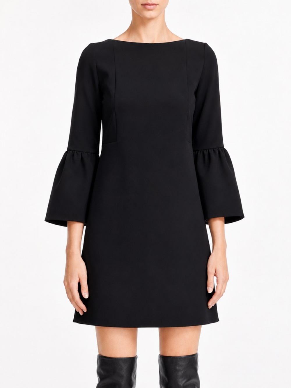 Lafayette 148 NY Marissa Bell Sleeve Shift Dress Black Size M